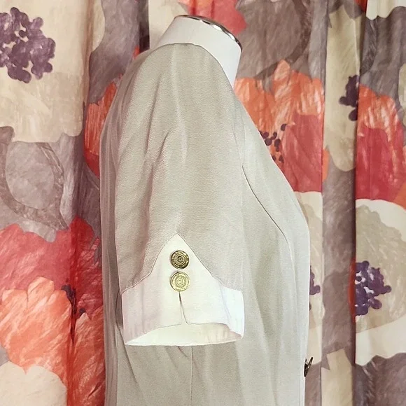 Vintage Danny & Nicole Tan & White Double-Breasted Jacket Dress – Size 8 - Picture 6 of 9